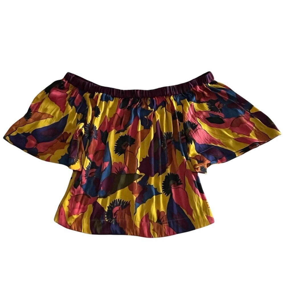 Free People Women Multicolor Top Blouse Off the Shoulders Size M Ruffle Floral